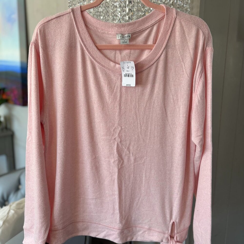 NWT J. Crew soft light pink crew neck top Sz L